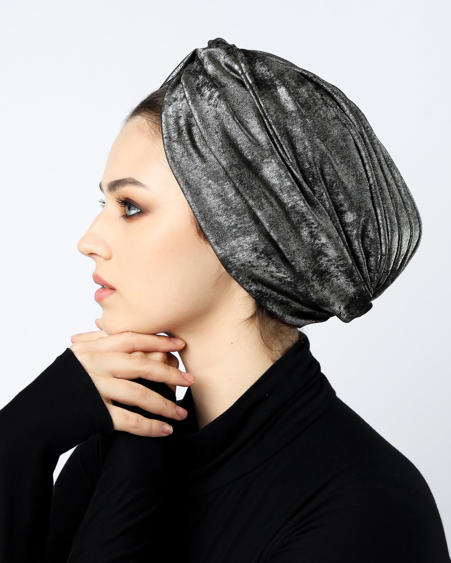 Glam Metallic twisted lines turban