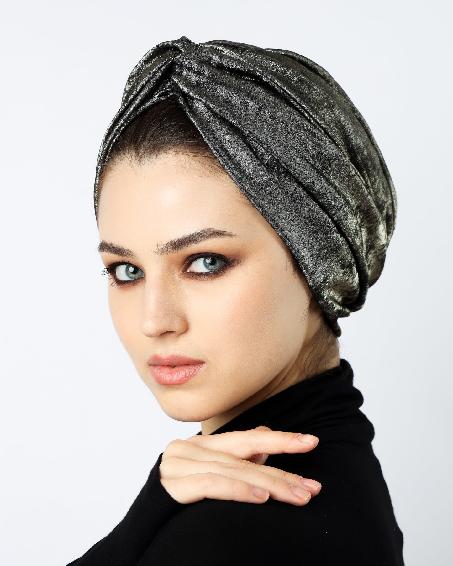 Glam Metallic twisted lines turban