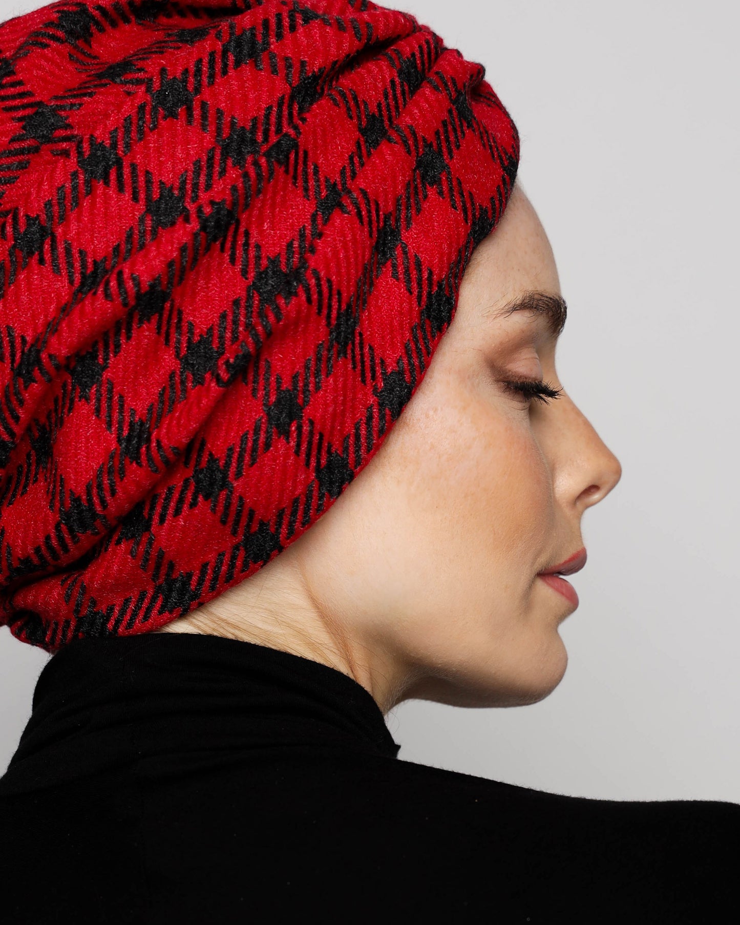 Plaid Gathering Wool Turban