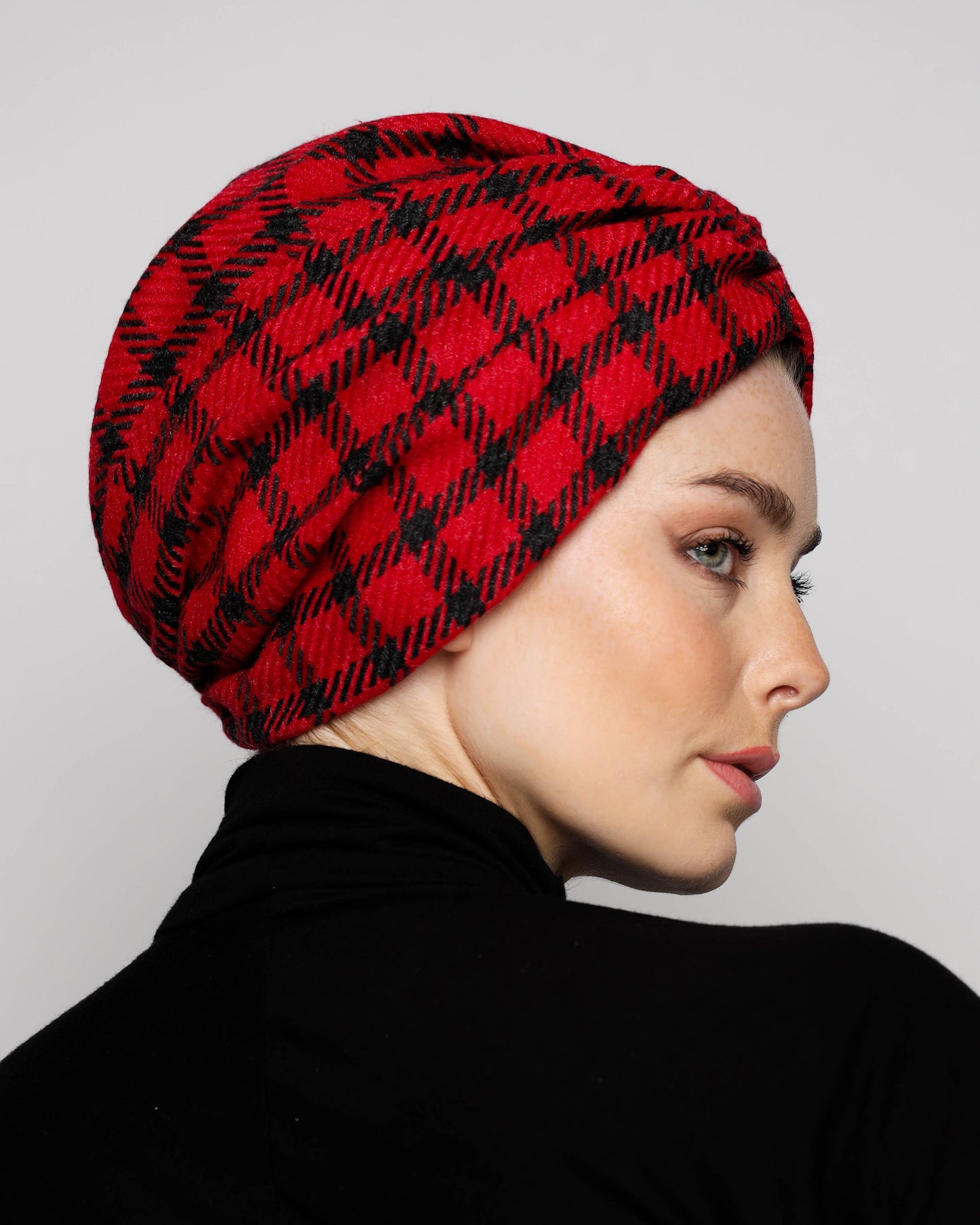 Plaid Gathering Wool Turban