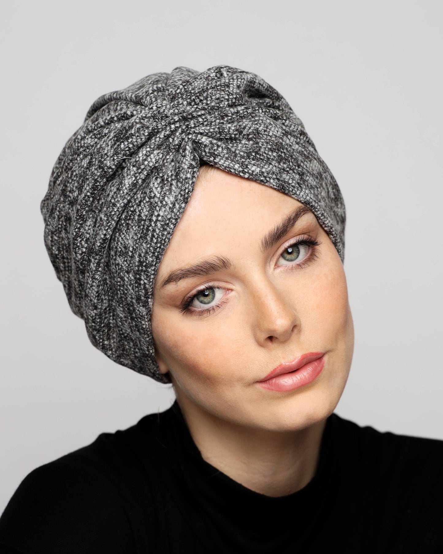 Grey Gathering Wool Turban