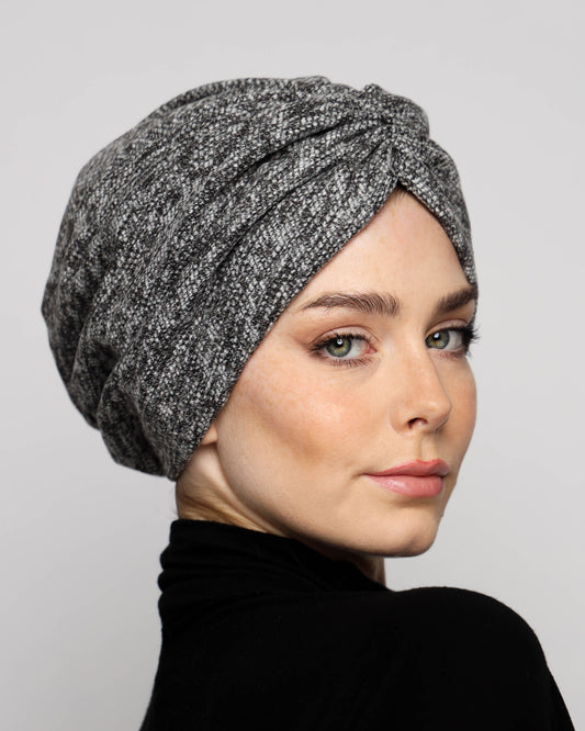 Grey Gathering Wool Turban