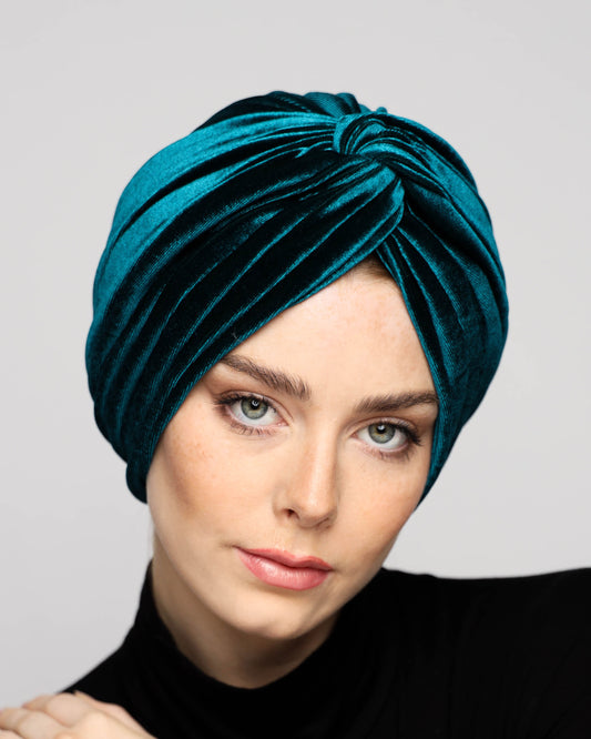 Twisted velvet turban