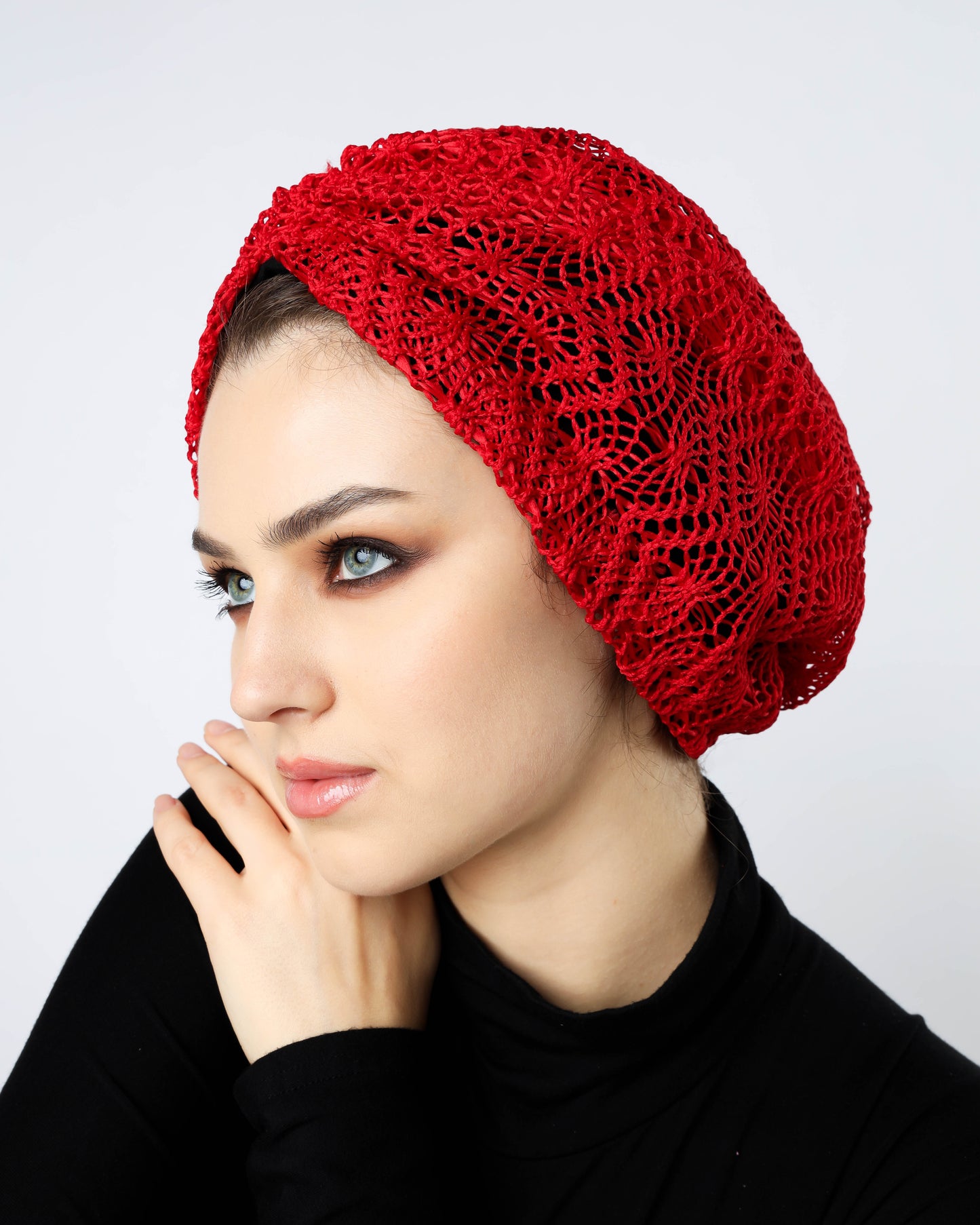 Red knitting Turban