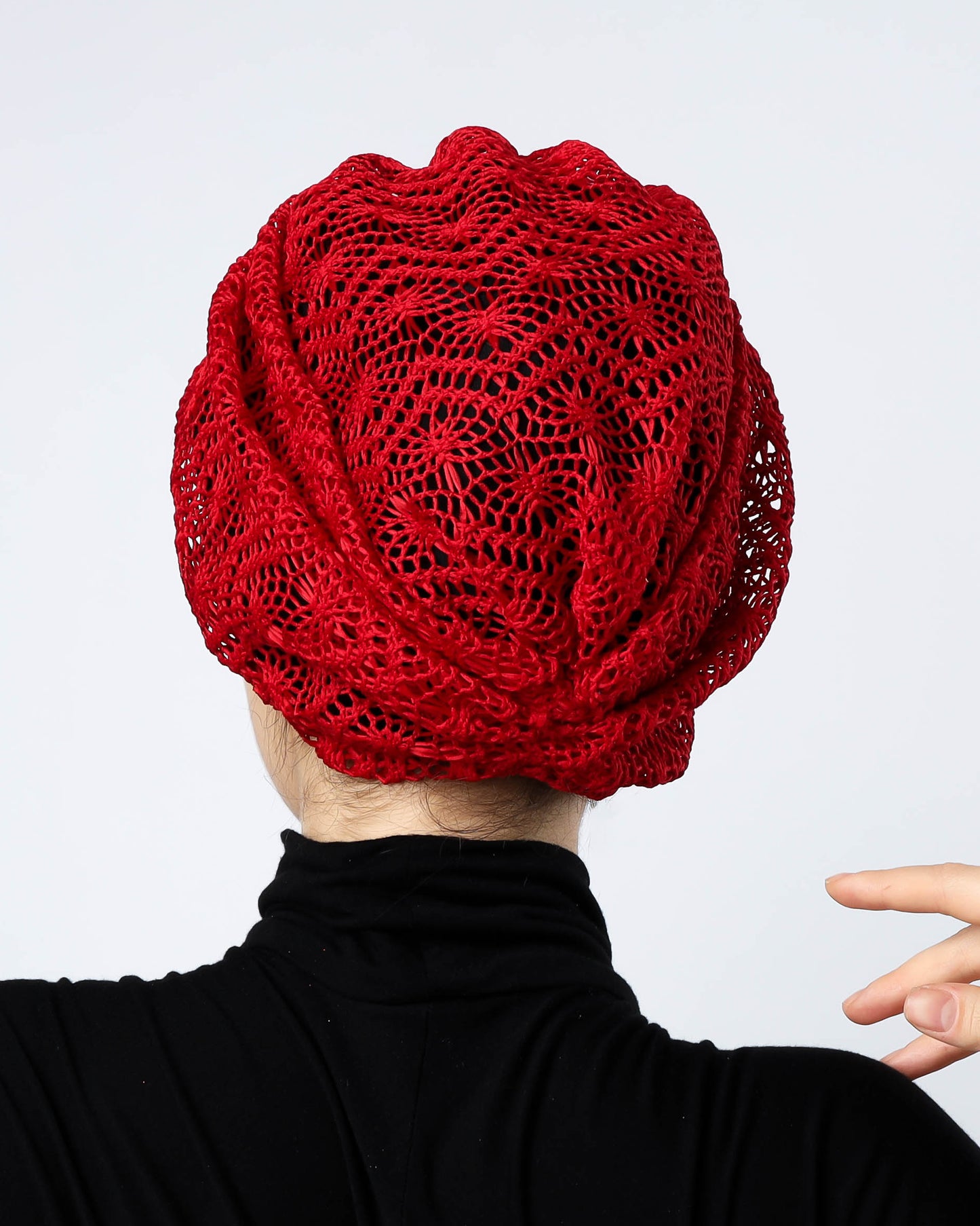 Red knitting Turban