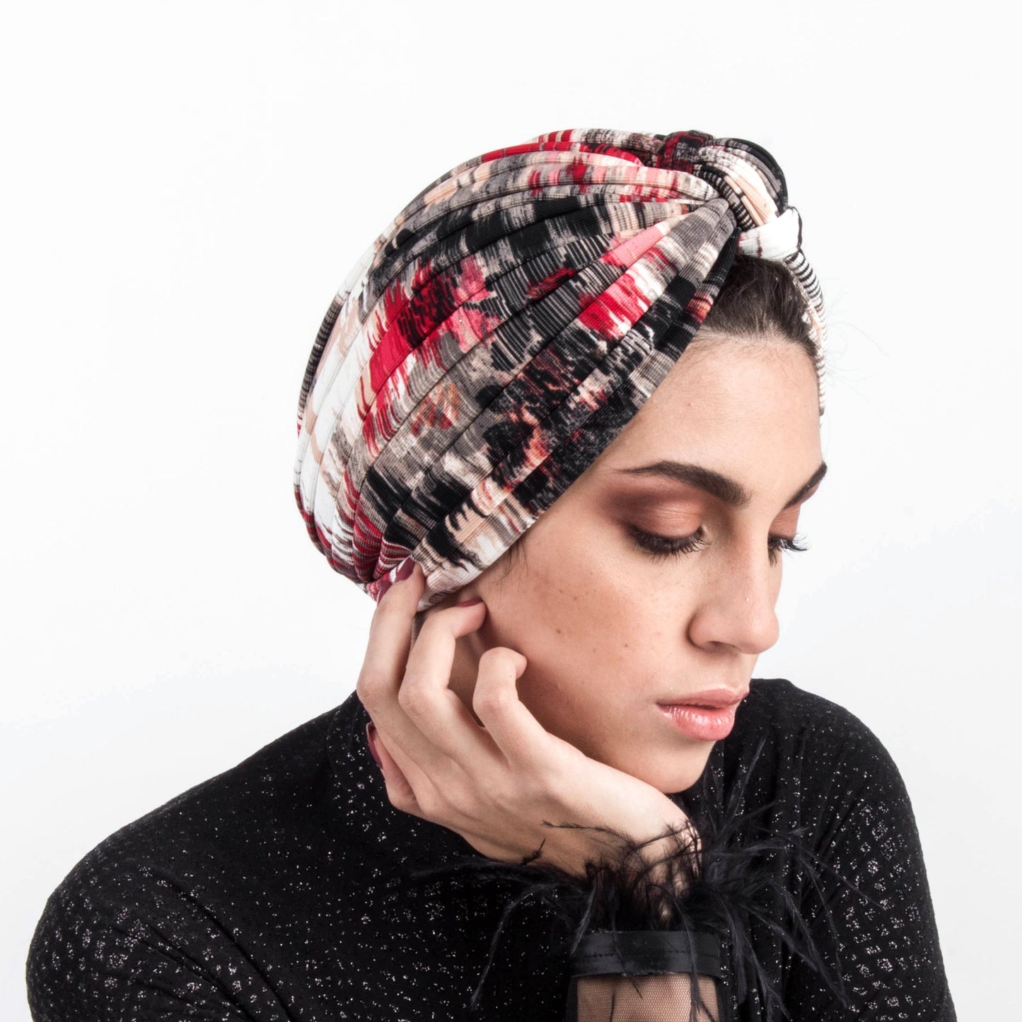 Dramatic stripes turban red