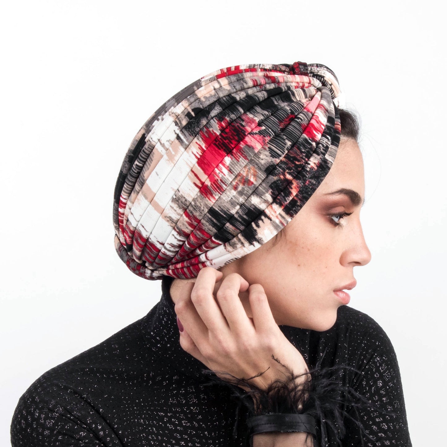 Dramatic stripes turban red