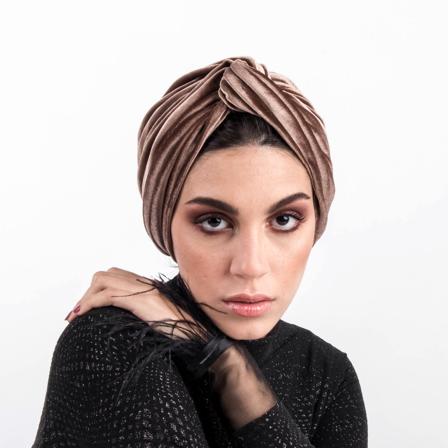 Twisted velvet turban