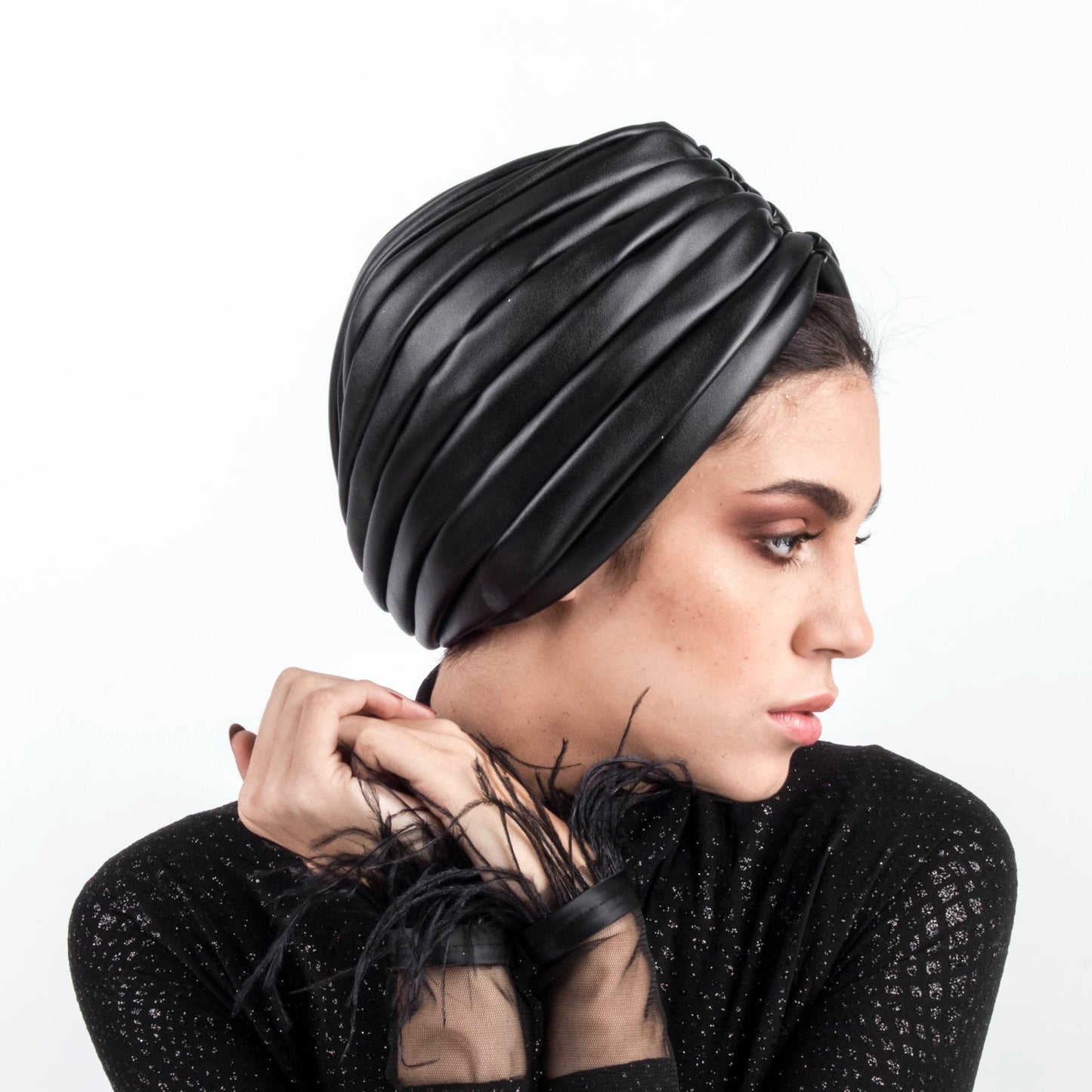 Twisted leather turban