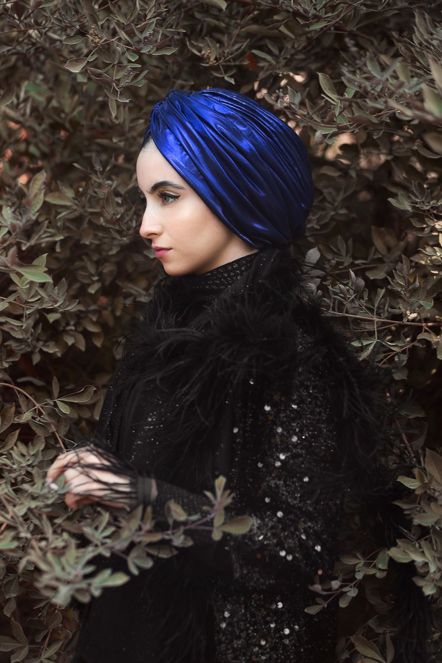 Metallic lame` twisted lines turban