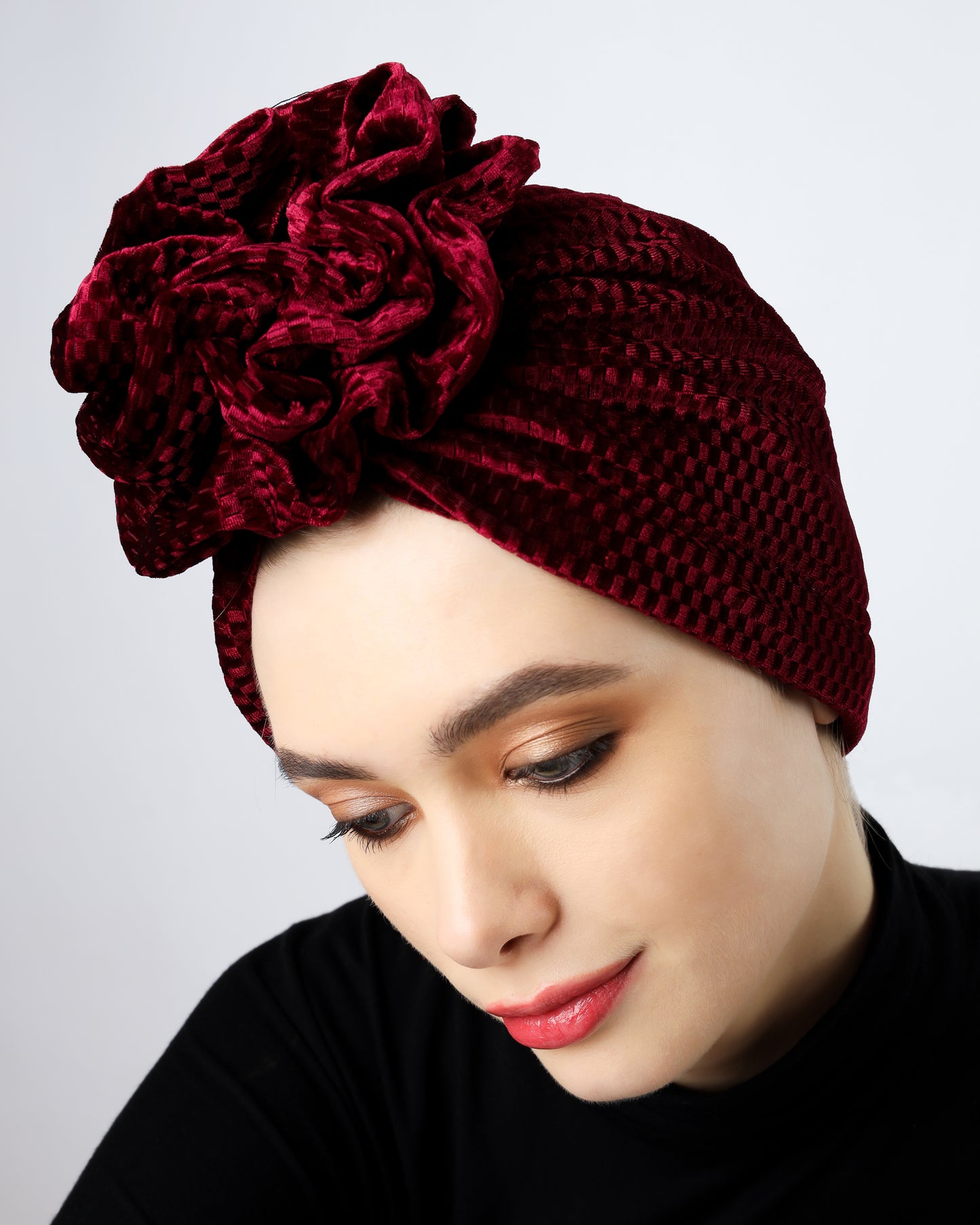 Velvet ruffles turban