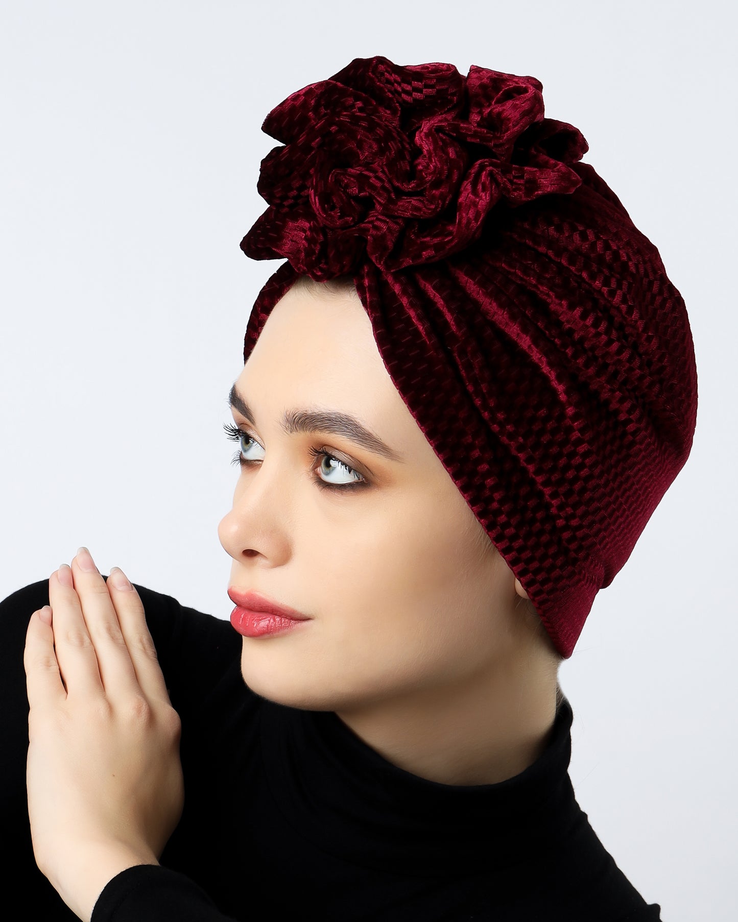 Velvet ruffles turban