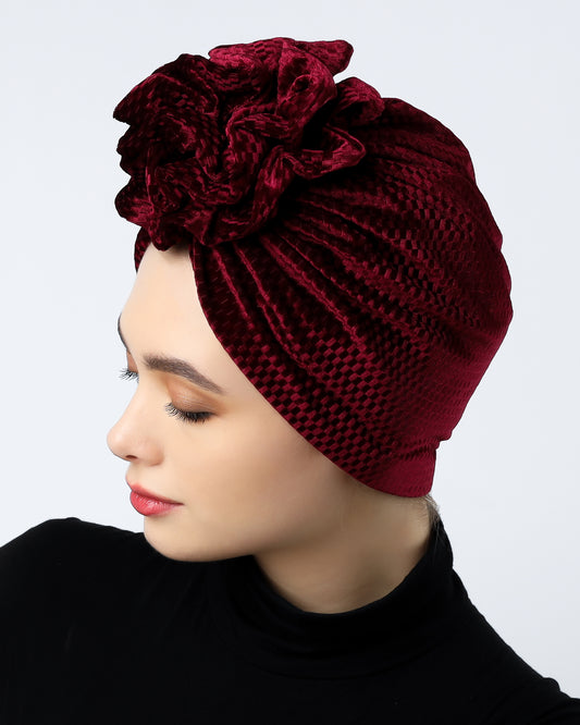 Velvet ruffles turban