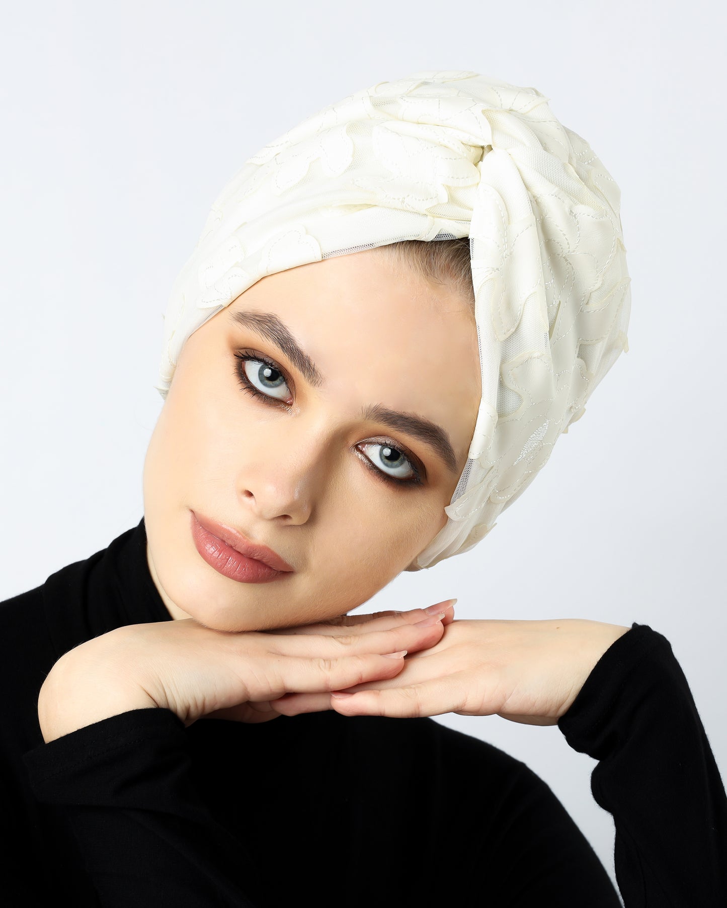 Twisted leather Flower Embellishment turban