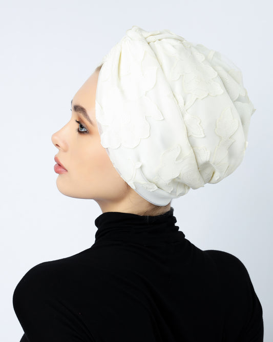 Twisted leather Flower Embellishment turban