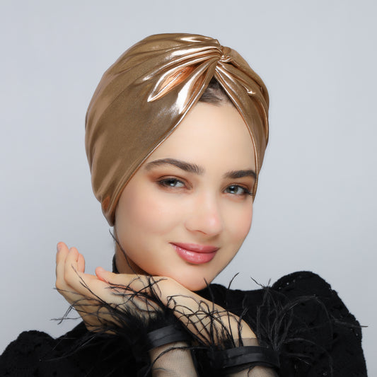 Metallic lame` twisted lines turban