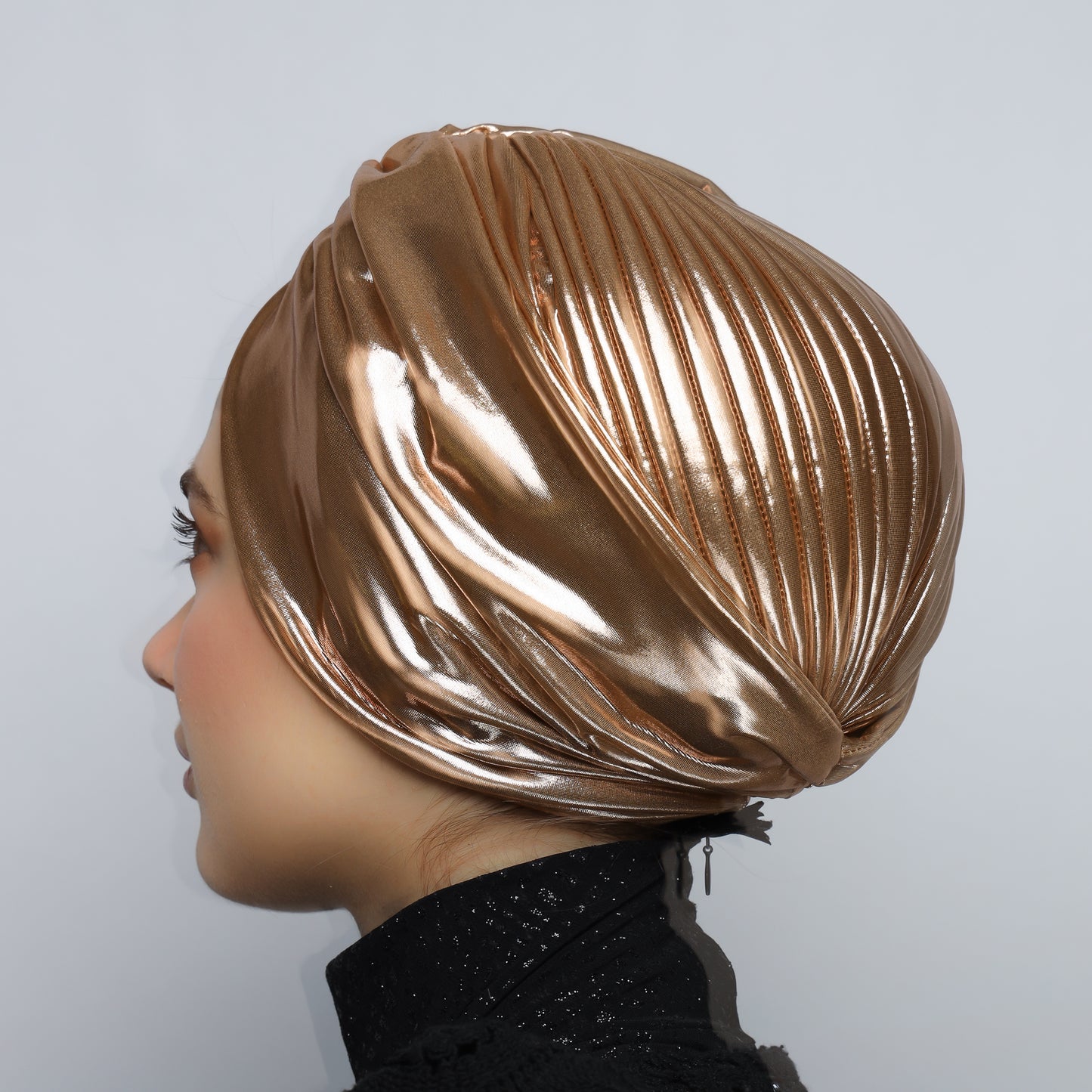 Metallic lame` twisted lines turban