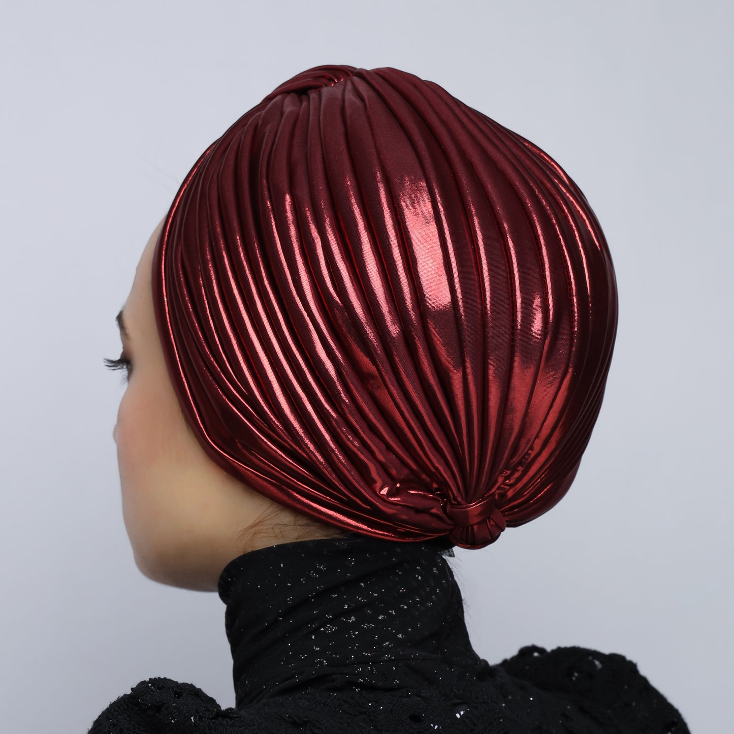 Metallic lame` lines turban