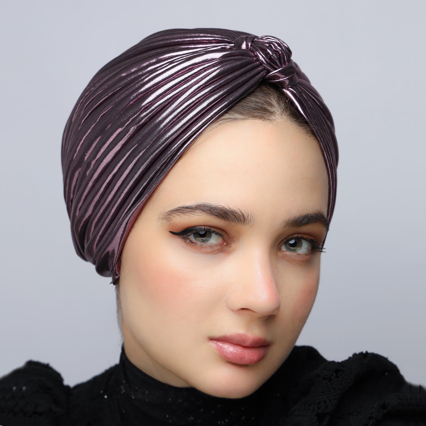 Metallic lame` lines turban