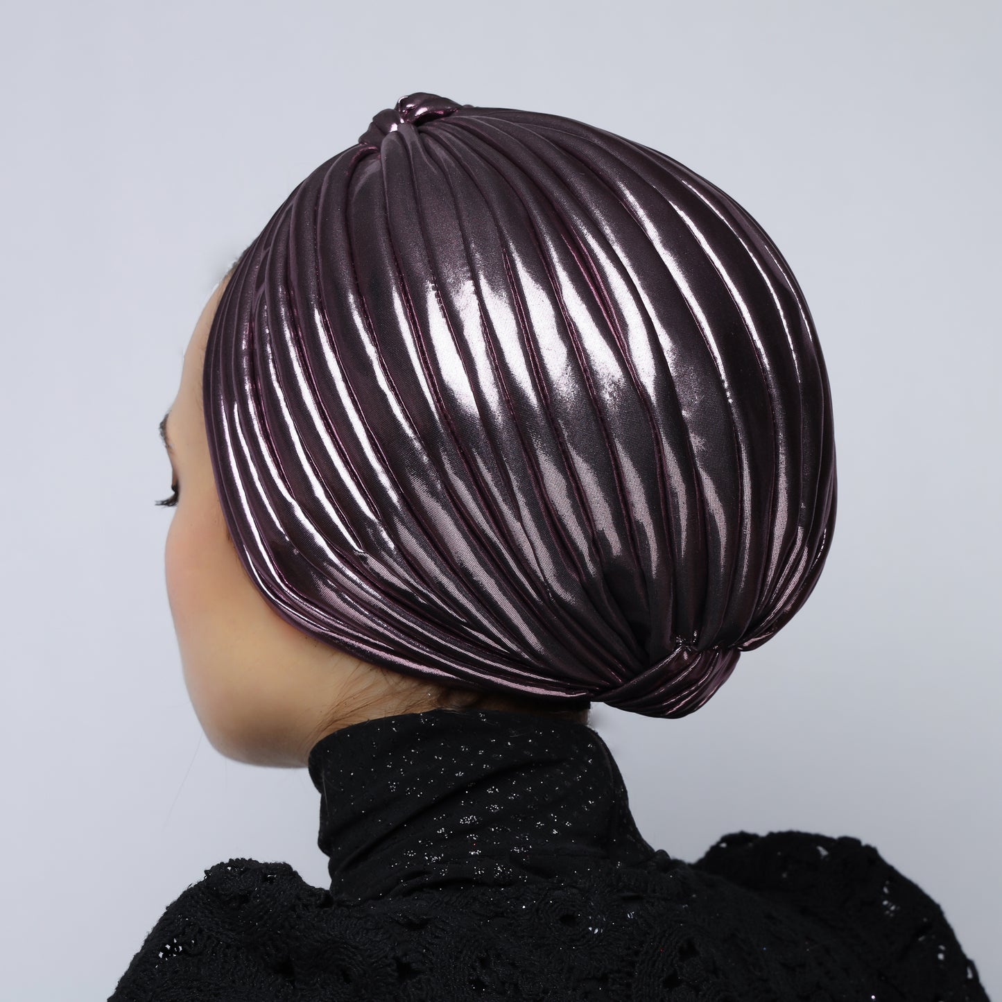 Metallic lame` lines turban