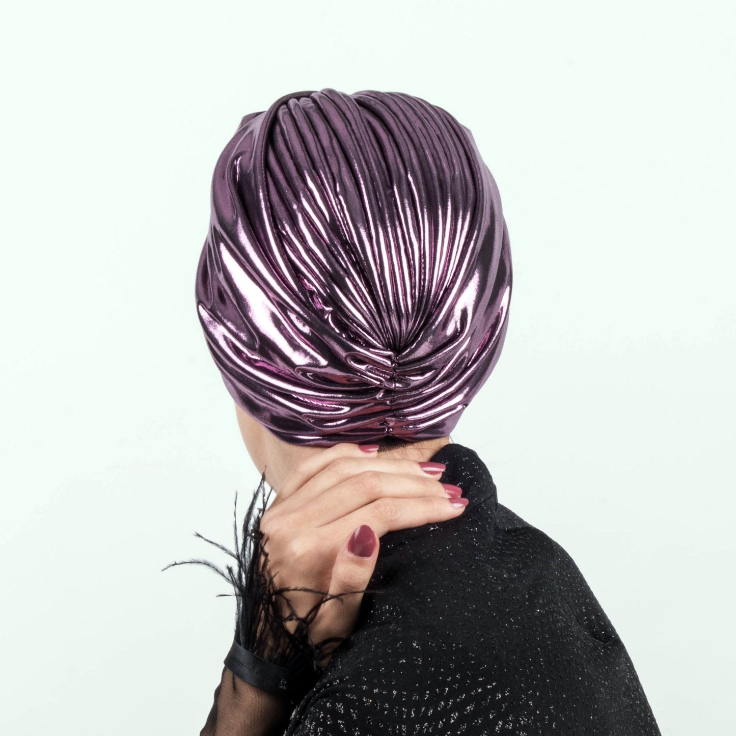 Metallic lame` twisted lines turban