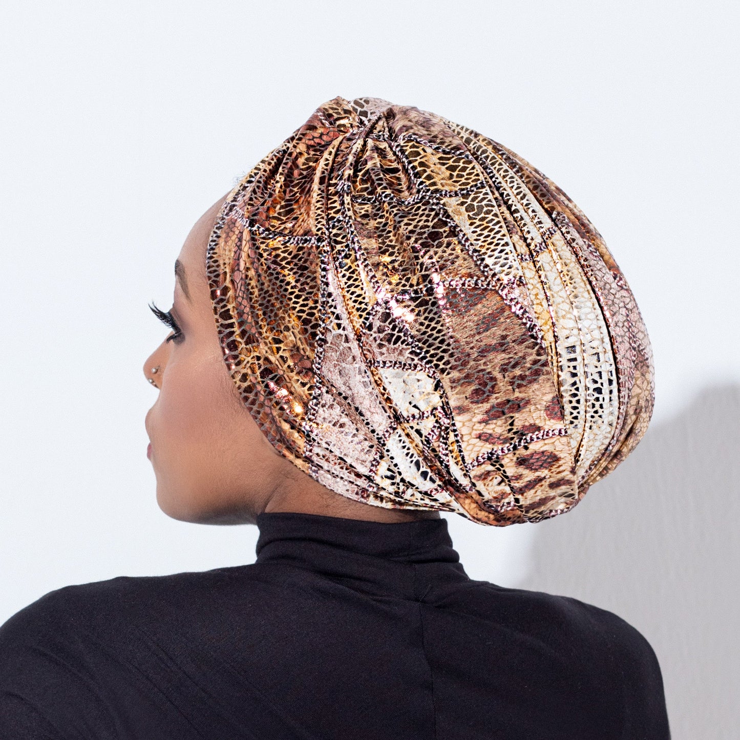 Metallic Leopard Gold Turban