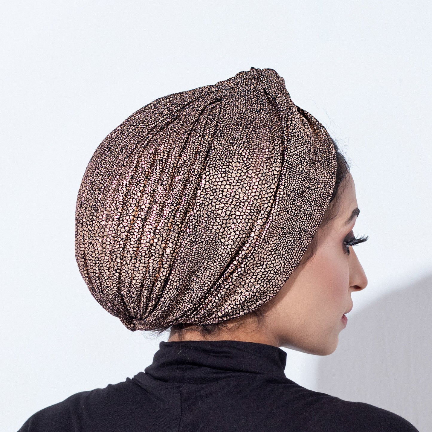 Metallic golden rose Turban