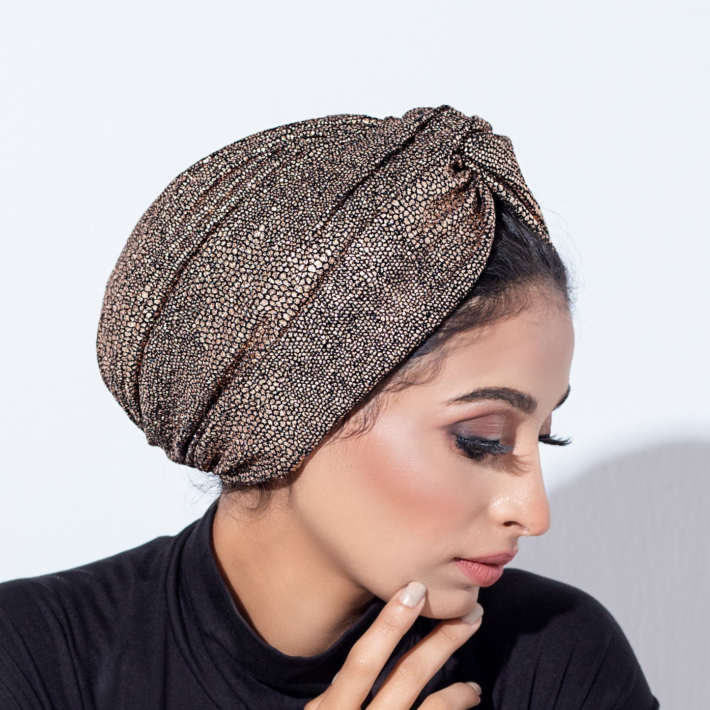 Metallic golden rose Turban