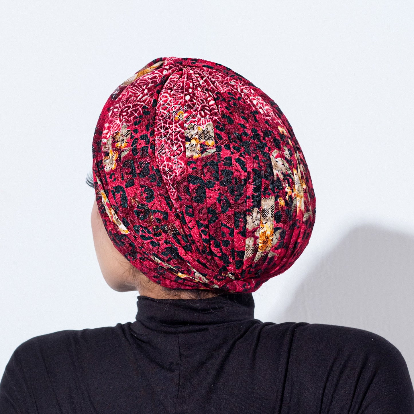 Wine Leopard Print Turban 01