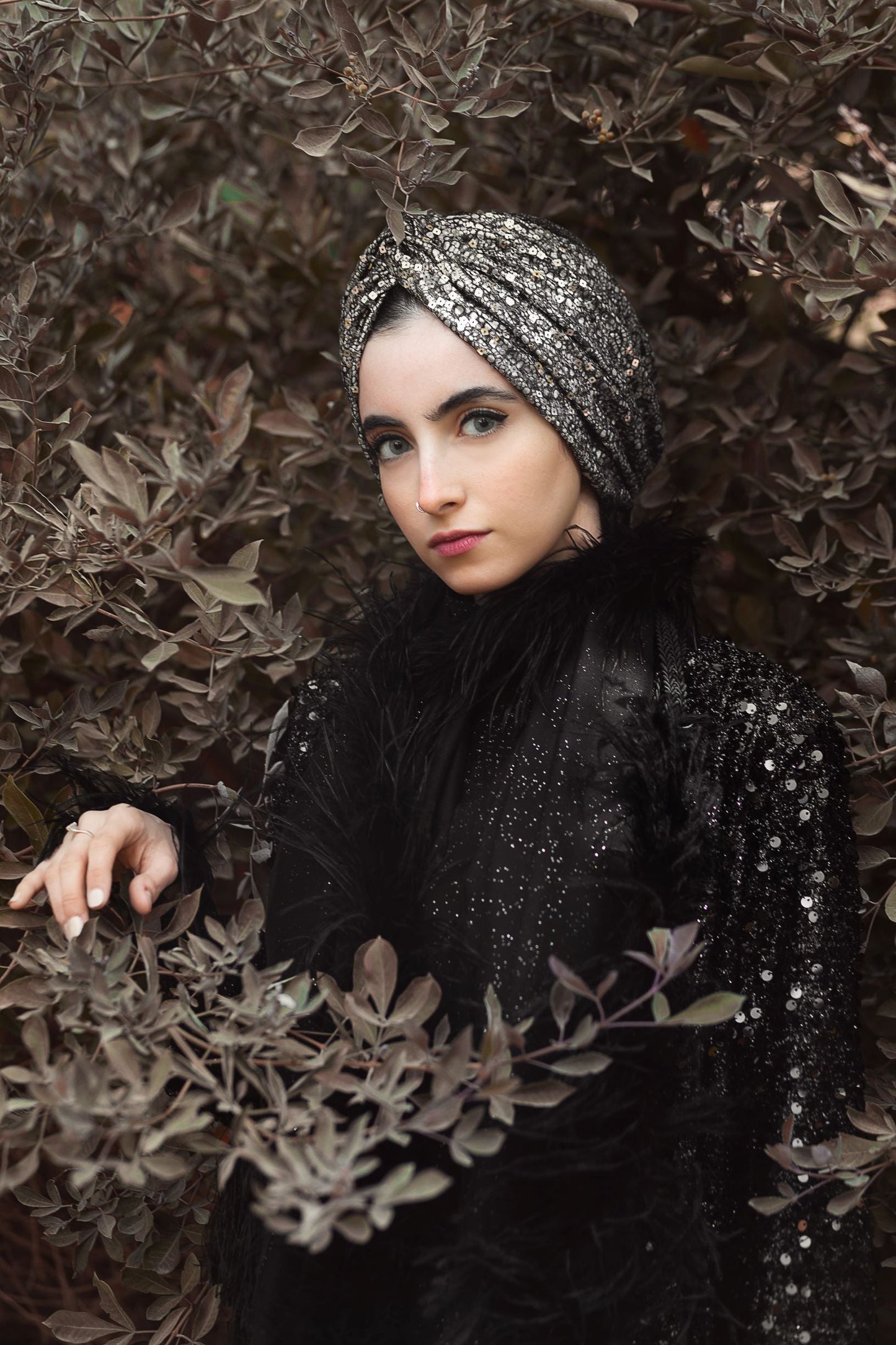 Silver metallic turban